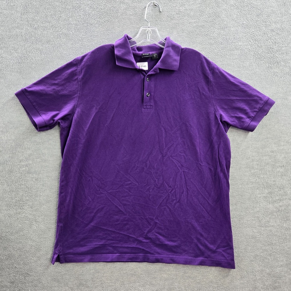 Boss Hugo Boss Men Polo Shirt 2XL Purple Pima Cotton Short Sleeve READ